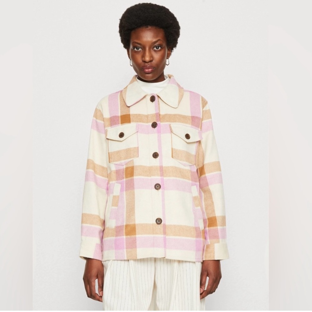 Gap Pink Plaid Shacket - image 2